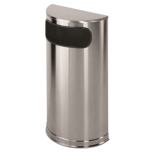 Rubbermaid 9 Gallon Half Round Waste Receptacle, Stainless Steel